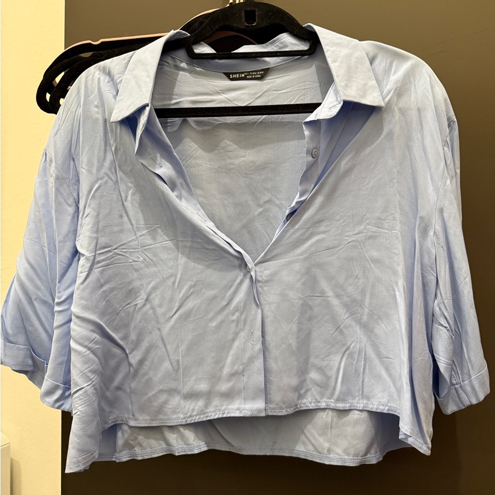 SHEIN Light Blue Button Down Shirt